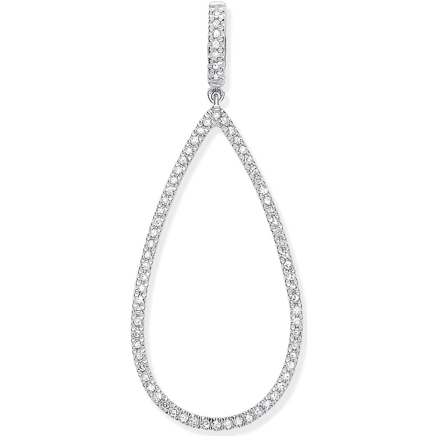 Diamond Tear Drop Pendant Necklace 0.23ct H-SI in 9K White Gold - My Jewel World