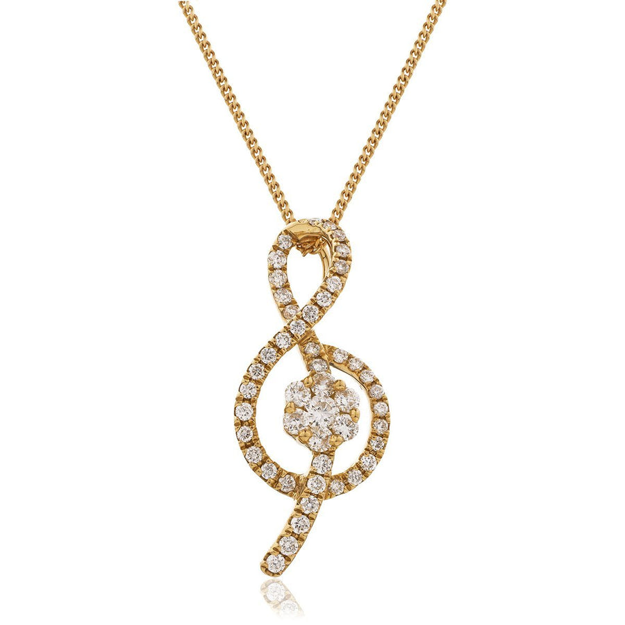 Diamond Treble Clef Necklace 0.40ct F VS Quality in 18k Rose Gold - My Jewel World