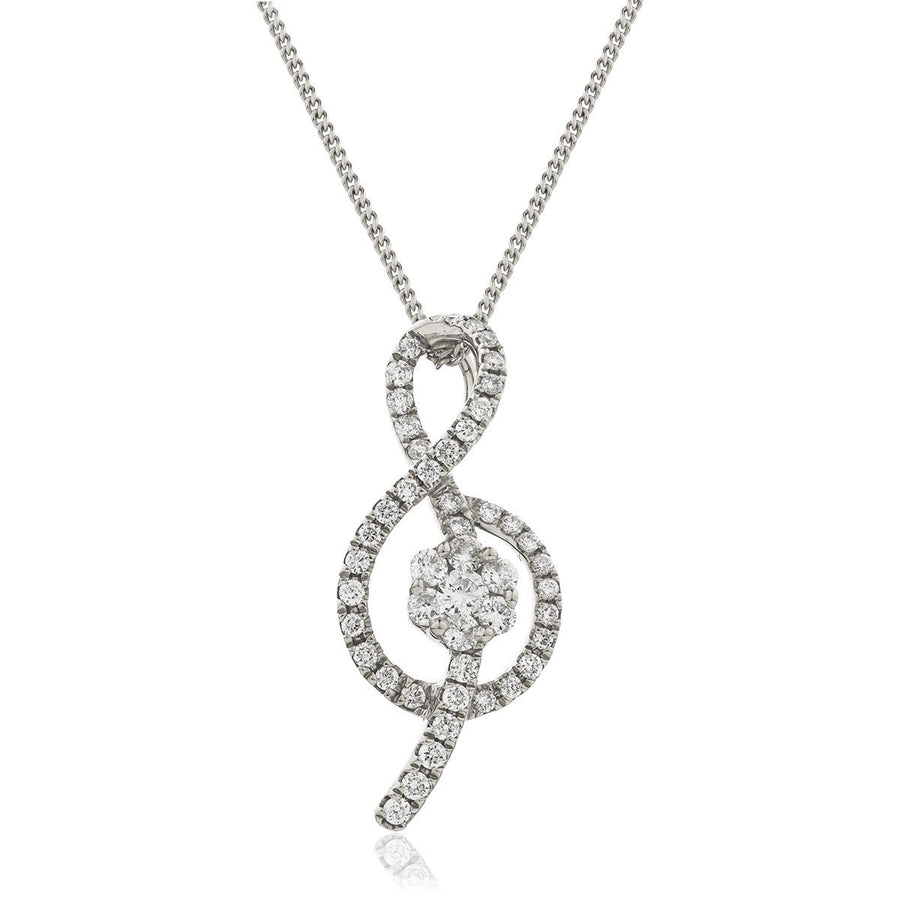 Diamond Treble Clef Necklace 0.40ct F VS Quality in 18k White Gold - My Jewel World