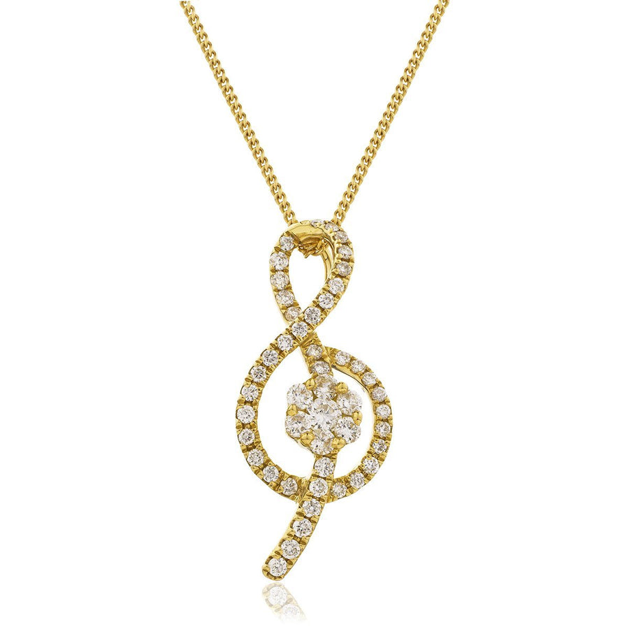 Diamond Treble Clef Necklace 0.40ct F VS Quality in 18k Yellow Gold - My Jewel World