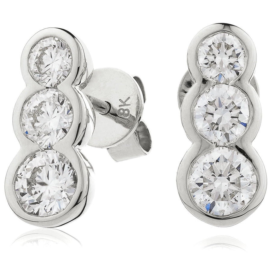 Diamond Trilogy Drop Earrings 0.60ct F VS Quality in 18k White Gold - My Jewel World