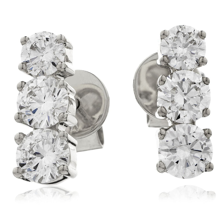Diamond Trilogy Drop Earrings 0.75ct F VS Quality in 18k White Gold - My Jewel World