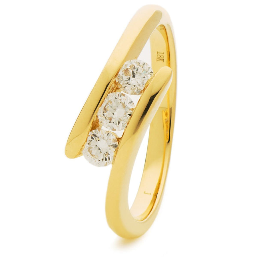 Diamond Trilogy Engagement Ring 0.33ct F-VS Quality in 18k Yellow Gold - My Jewel World