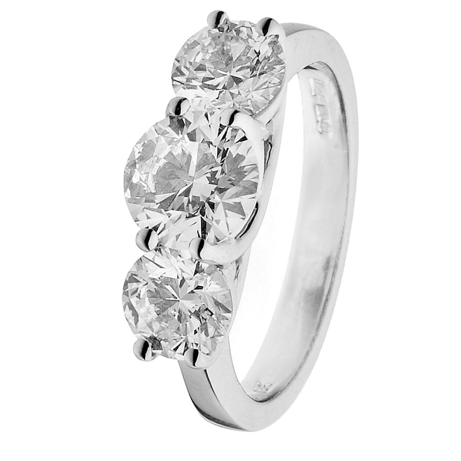 Diamond Trilogy Engagement Ring 0.50ct F-VS Quality in 18k White Gold - My Jewel World