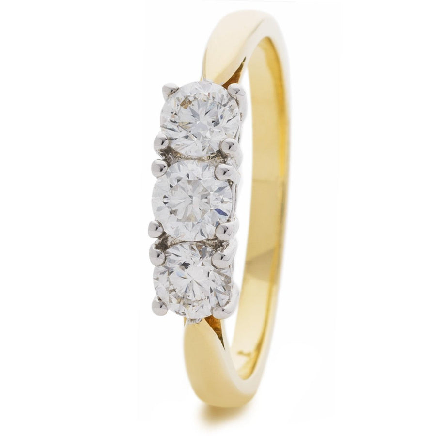 Diamond Trilogy Engagement Ring 0.60ct F-VS Quality in 18k Yellow Gold - My Jewel World