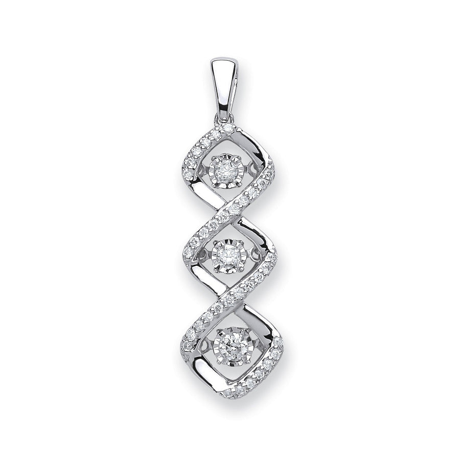 Diamond Trilogy Halo Pendant Necklace 0.25ct H-SI in 9K White Gold - My Jewel World