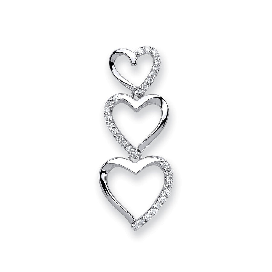 Diamond Trilogy Heart Pendant Necklace 0.15ct H-SI in 9K White Gold - My Jewel World