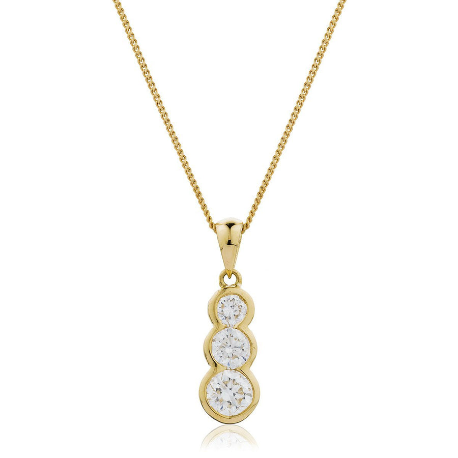 Diamond Trilogy Pendant Necklace 0.30ct F VS Quality in 18k Yellow Gold - My Jewel World
