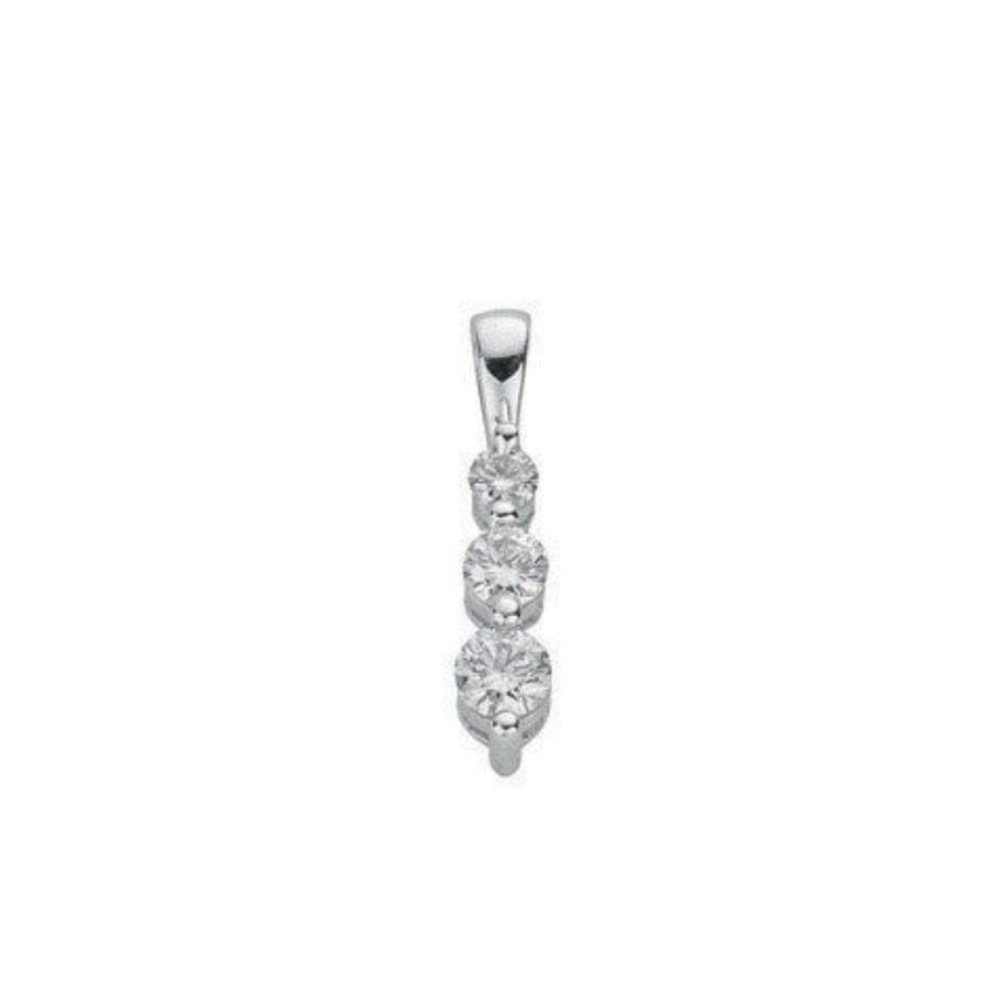 Diamond Trilogy Pendant Necklace 0.31ct H-SI in 9K White Gold - My Jewel World