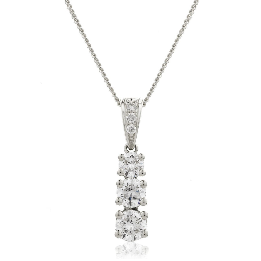 Diamond Trilogy Pendant Necklace 0.50ct F VS Quality in 18k White Gold - My Jewel World