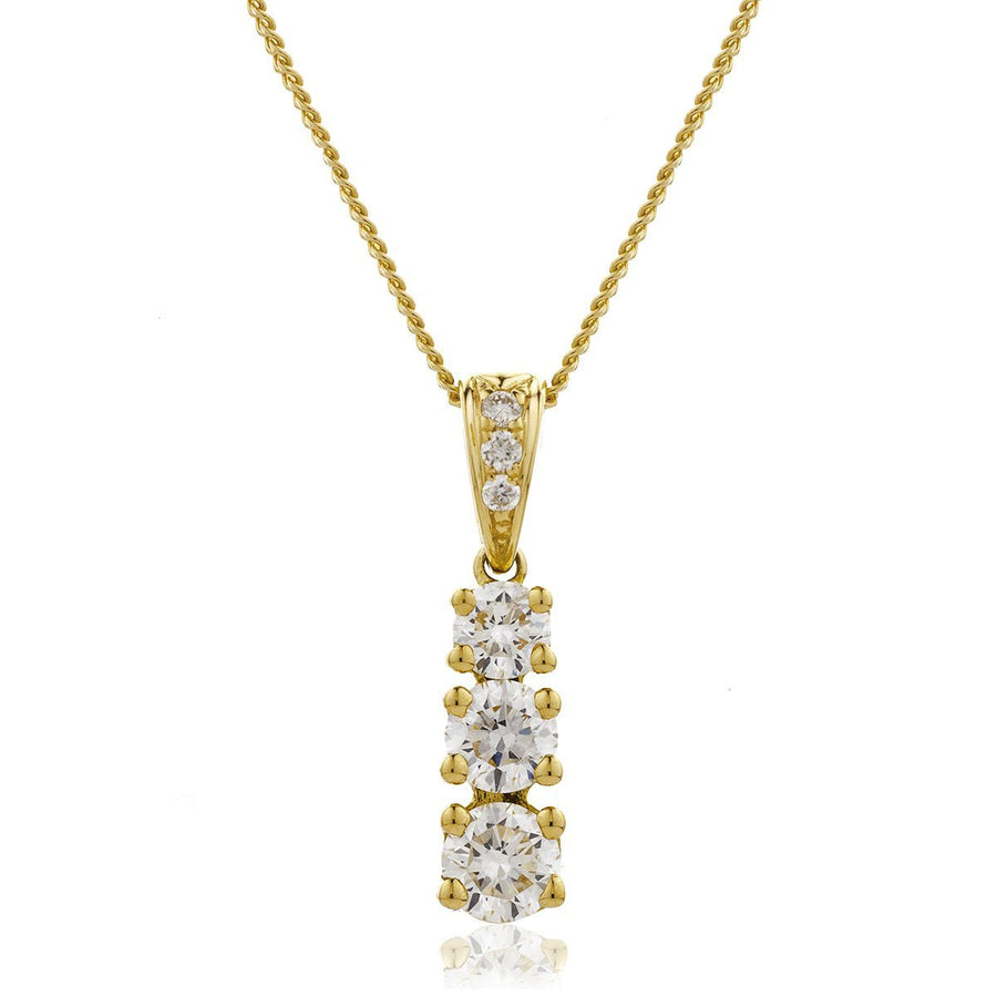 Diamond Trilogy Pendant Necklace 0.50ct F VS Quality in 18k Yellow Gold - My Jewel World