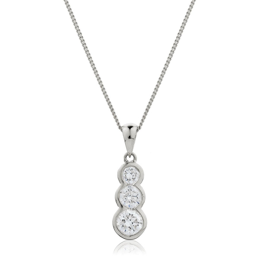 Diamond Trilogy Pendant Necklace 0.55ct F VS Quality in 18k White Gold - My Jewel World