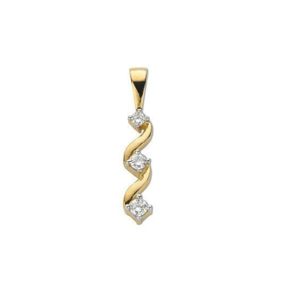 Diamond Trilogy Twist Pendant Necklace 0.15ct H-SI in 9K Yellow Gold - My Jewel World