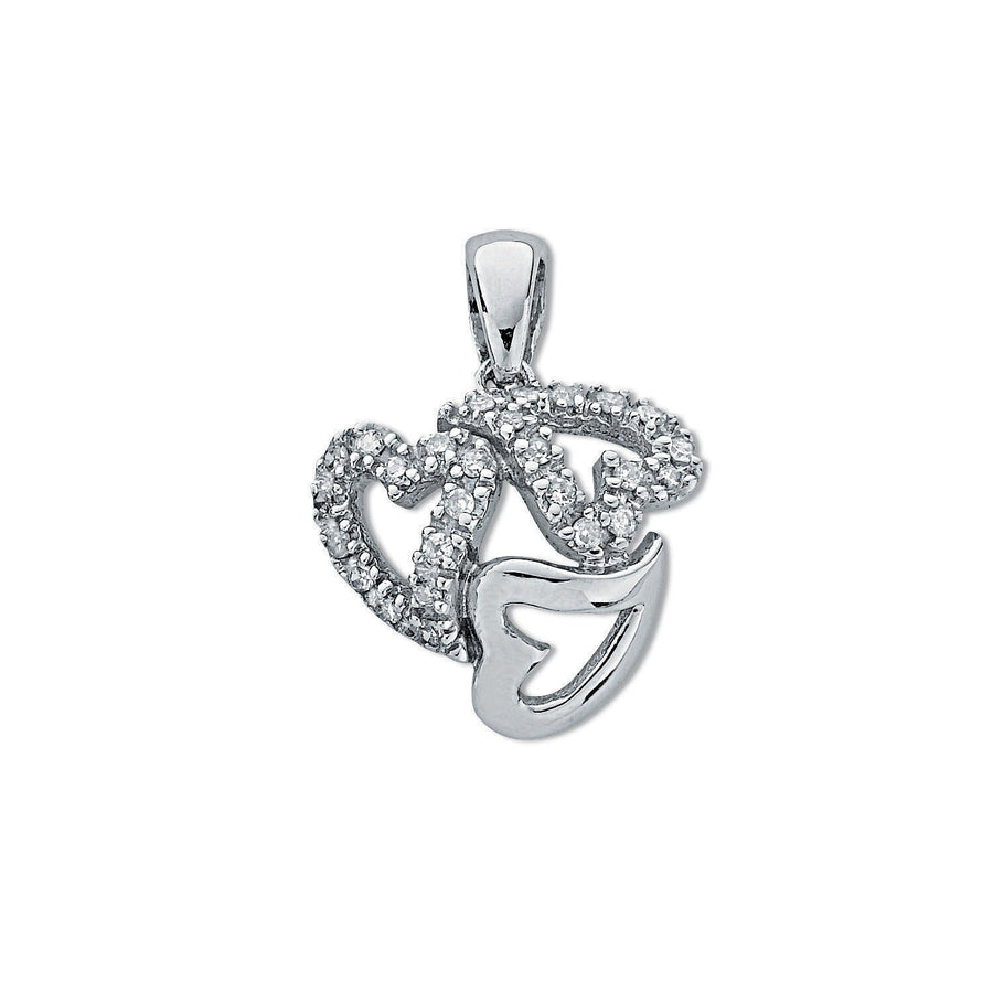 Diamond Triple Heart Pendant Necklace 0.13ct H-SI in 9K White Gold - My Jewel World