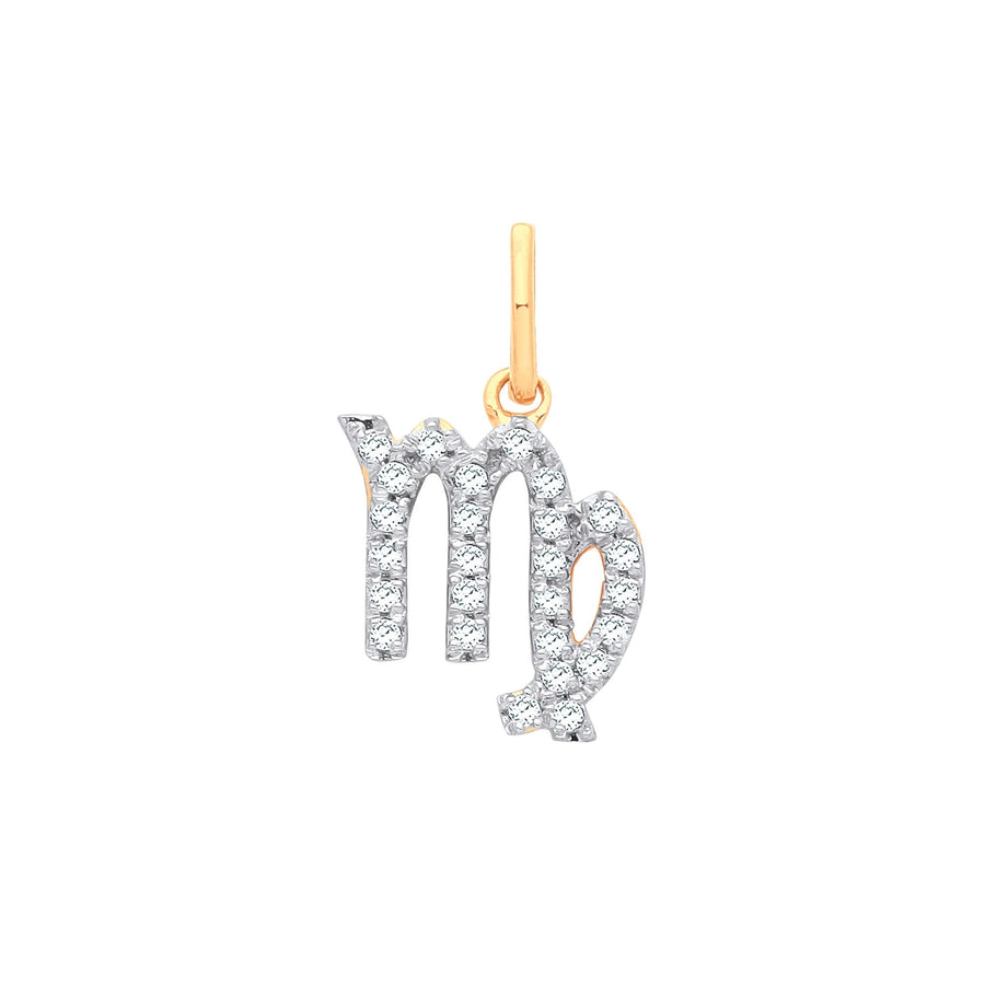 Diamond Virgo Zodiac Pendant Necklace 0.12ct H-SI in 9K Yellow Gold - My Jewel World