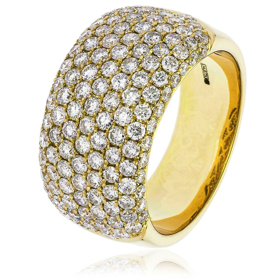 Diamond Wide Pave Ring 12.0mm 2.45ct F-VS Quality in 18k Yellow Gold - My Jewel World