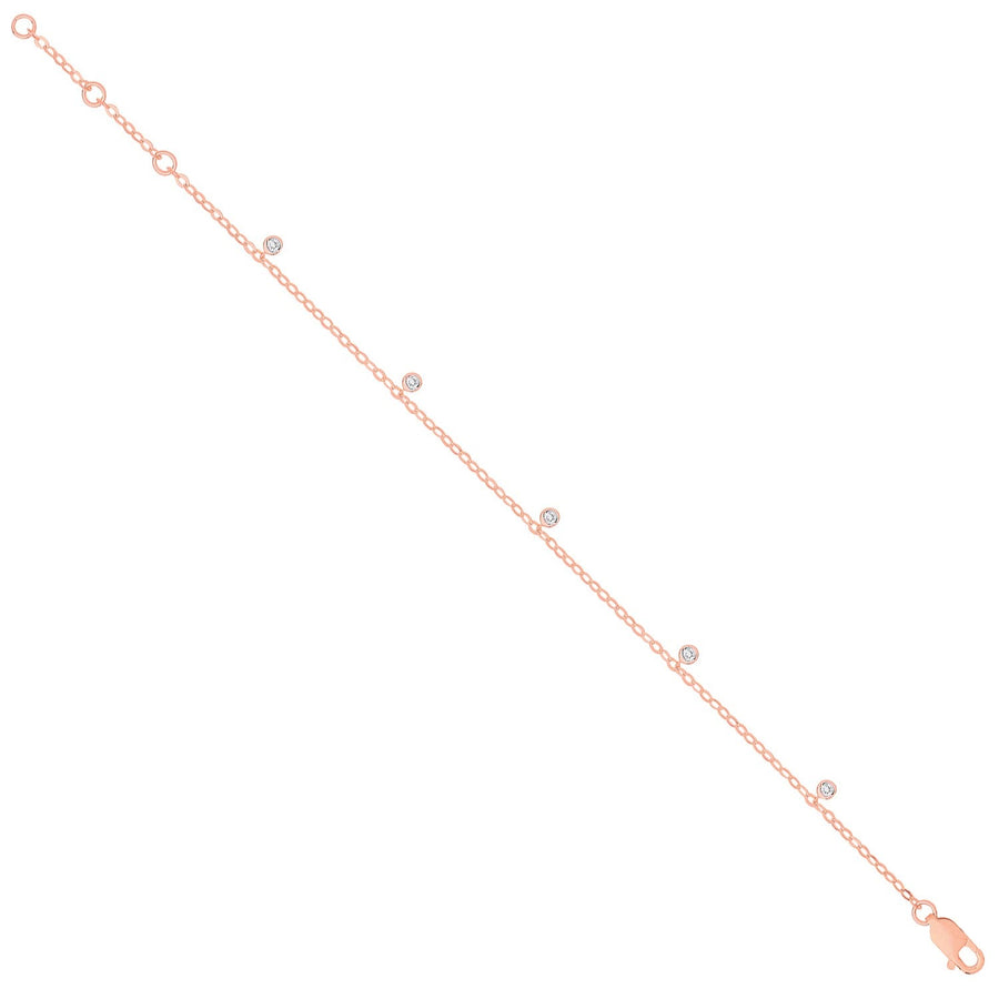 Diamond Yard Bracelet 7.5 Inch 0.10ct H-SI Quality in 9K Rose Gold - My Jewel World