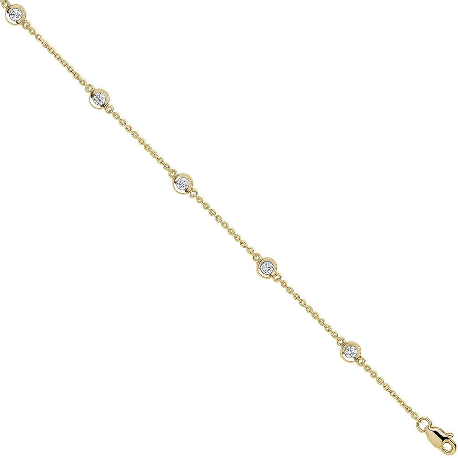 Diamond Yard Bracelet 7.5 Inch 0.40ct H-SI Quality in 18K Yellow Gold - My Jewel World