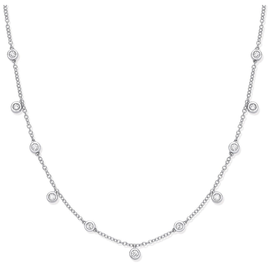 Diamond Yard Necklace 18 Inch 0.33ct H-SI Quality in 18K White Gold - My Jewel World