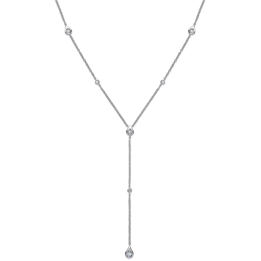 Diamond Yard Necklace 18 Inch 0.35ct H-SI Quality in 18K White Gold - My Jewel World
