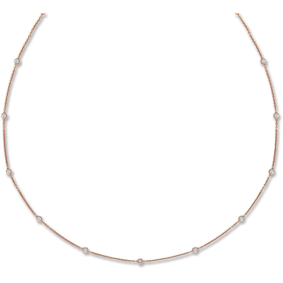 Diamond Yard Necklace 18 Inch 0.50ct H-SI Quality in 18K Rose Gold - My Jewel World