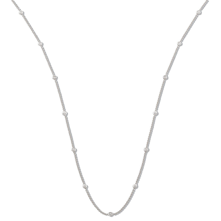 Diamond Yard Necklace 18 Inch 0.50ct H-SI Quality in 18K White Gold - My Jewel World