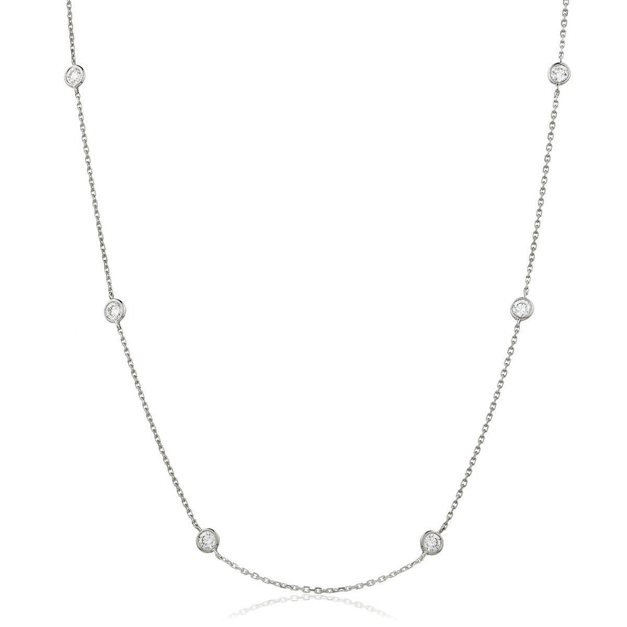 Diamond Yard Necklace 42 Inch 4.40ct F-VS Quality in 18k White Gold - My Jewel World