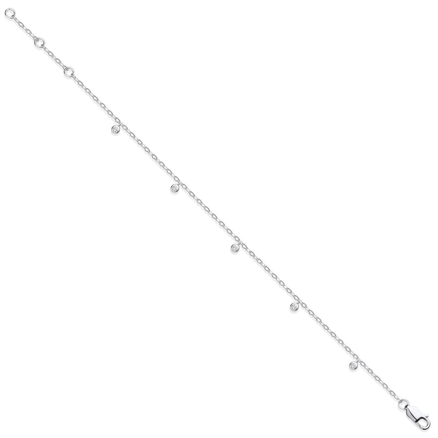 Diamond Yard Necklace 7.5 Inch 0.10ct H-SI Quality in 9K White Gold - My Jewel World