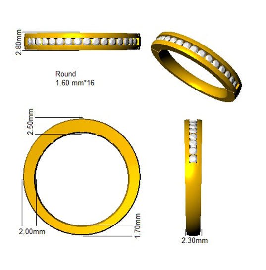 Eternity Diamond 16 Stone Ring 0.27ct F-VS Quality in 18k Yellow Gold - My Jewel World