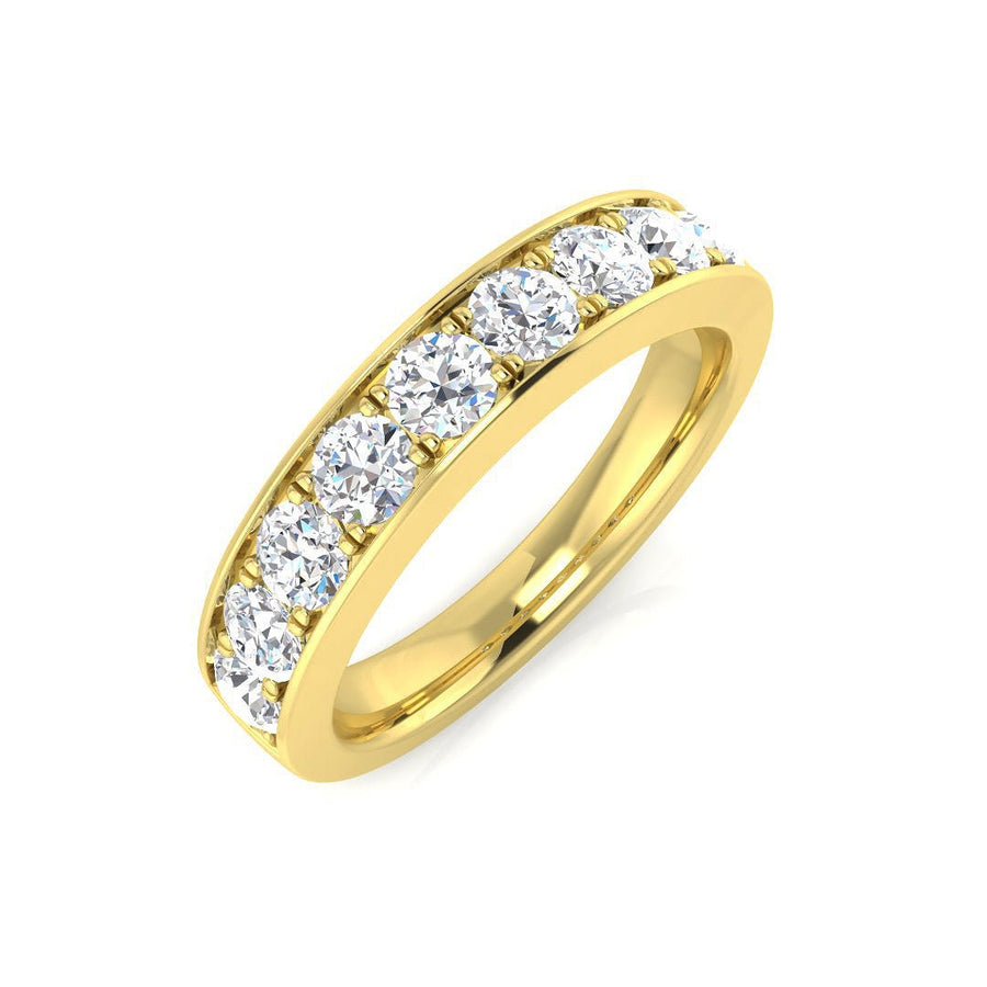 Eternity Diamond 9 Stone Ring 1.00ct F-VS Quality in 18k Yellow Gold - My Jewel World