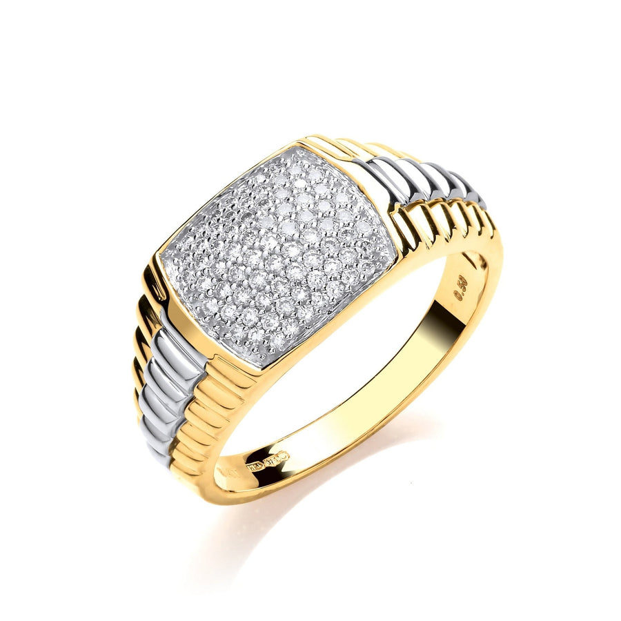 Fancy Pave Diamond Ring 0.50ct H-SI Quality in 9K Yellow Gold - My Jewel World