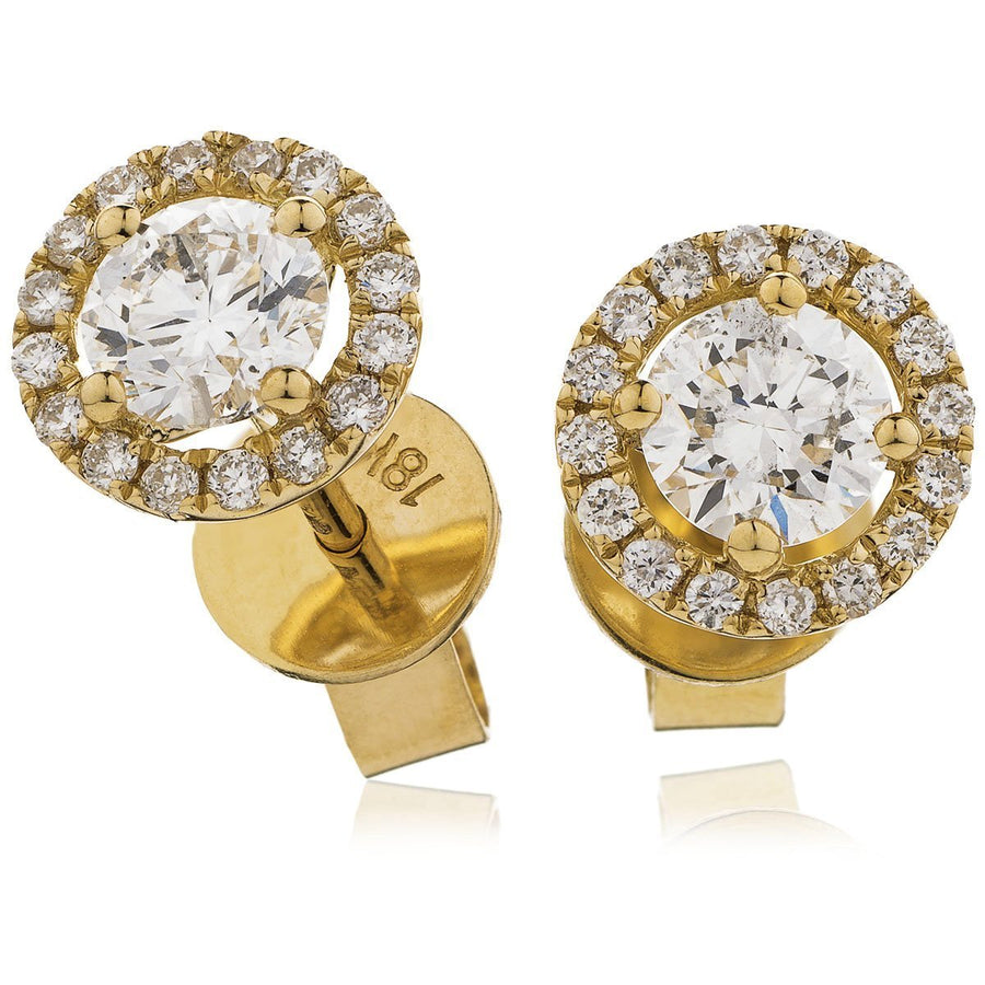 HALO DIAMOND EARRINGS 0.60CT F/VS QUALITY IN 18K ROSE GOLD - My Jewel World