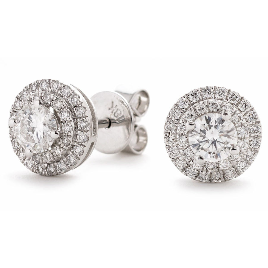 HALO DIAMOND EARRINGS 0.75CT F/VS QUALITY IN 18K WHITE GOLD - My Jewel World