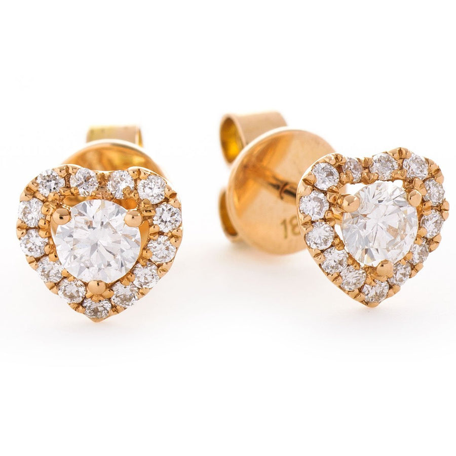 HEART HALO DIAMOND EARRINGS 0.60CT F/VS QUALITY IN 18K ROSE GOLD - My Jewel World