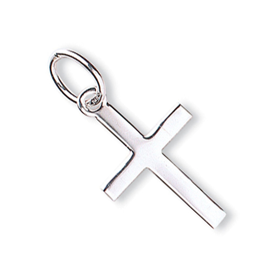 Hollow Cross Pendant Necklace in 9ct White Gold 0.6g - My Jewel World