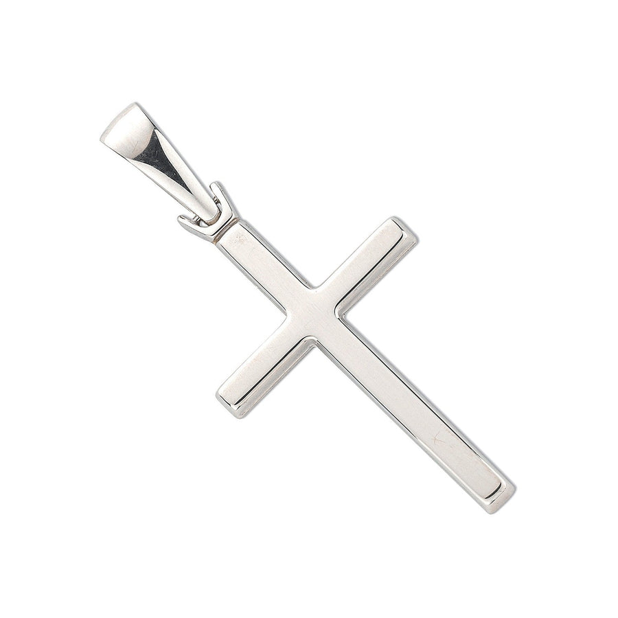 Hollow Cross Pendant Necklace in 9ct White Gold 1.5g - My Jewel World