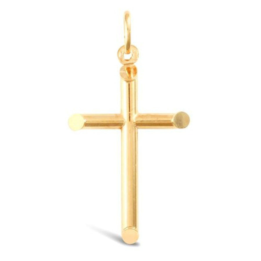Hollow Cross Pendant Necklace in 9ct Yellow Gold 1.3g - My Jewel World