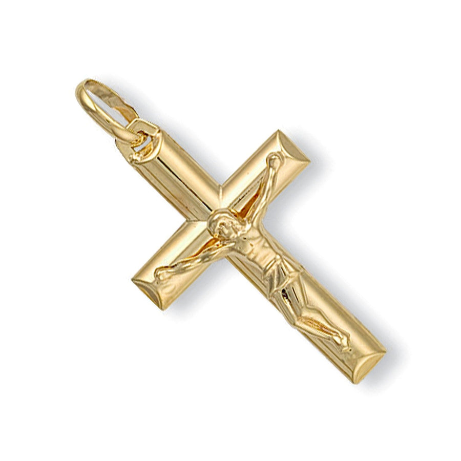 Hollow Crucifix Cross Pendant Necklace in 9ct Yellow Gold 1.4g - My Jewel World