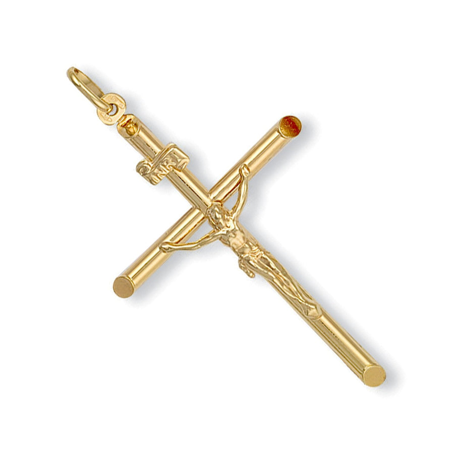 Hollow Crucifix Cross Pendant Necklace in 9ct Yellow Gold 2.4g - My Jewel World
