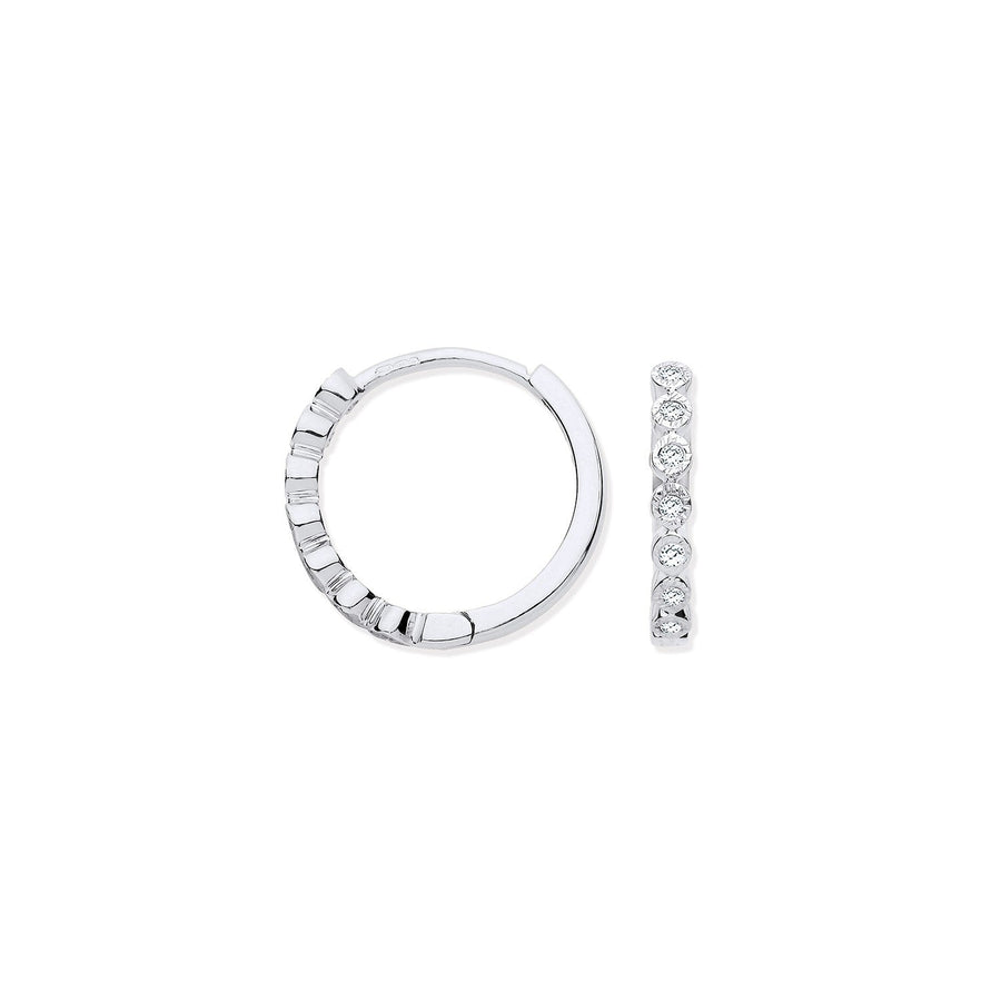 Hoop Diamond Earrings 0.10ct H-SI Quality Set in 9K White Gold - My Jewel World