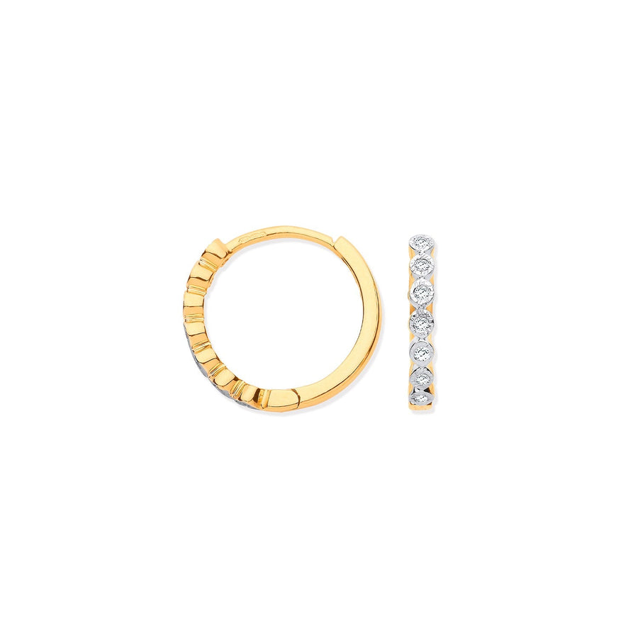 Hoop Diamond Earrings 0.10ct H-SI Quality Set in 9K Yellow Gold - My Jewel World