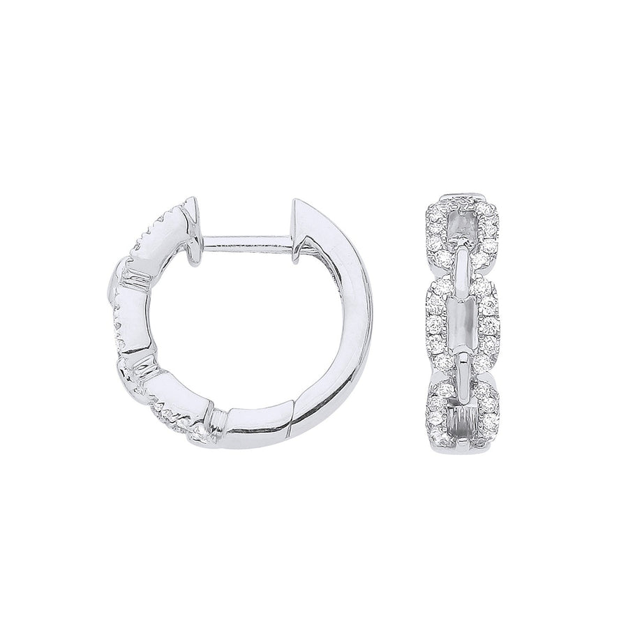 Hoop Diamond Earrings 0.25ct H-SI Quality Set in 9K White Gold - My Jewel World