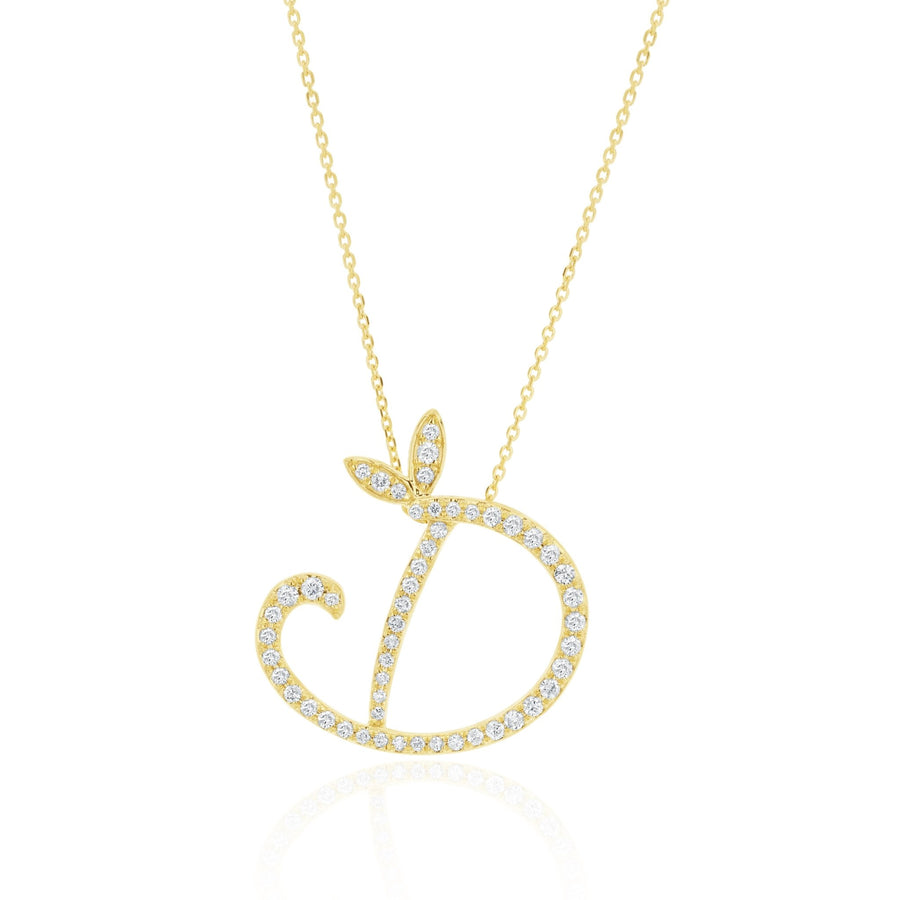 Initial D Diamond Necklace 0.35ct G SI Quality in 9k Yellow Gold - My Jewel World