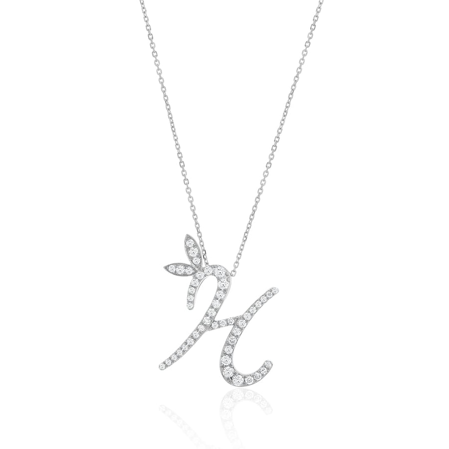 Initial H Diamond Necklace 0.33ct G SI Quality in 9k White Gold - My Jewel World