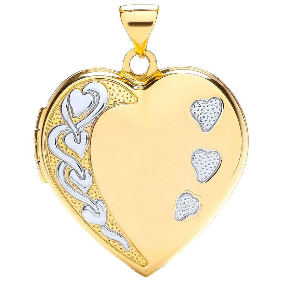 Love Heart Shaped Family Locket Pendant Necklace in 9ct 2 Tone Gold - My Jewel World