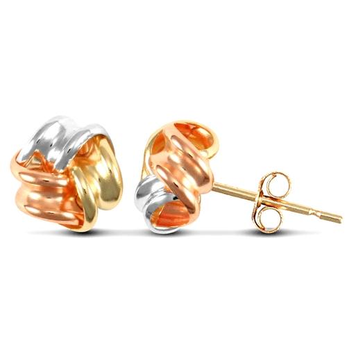 Love Knot Stud Earrings in 9ct 3 Tone Gold - My Jewel World