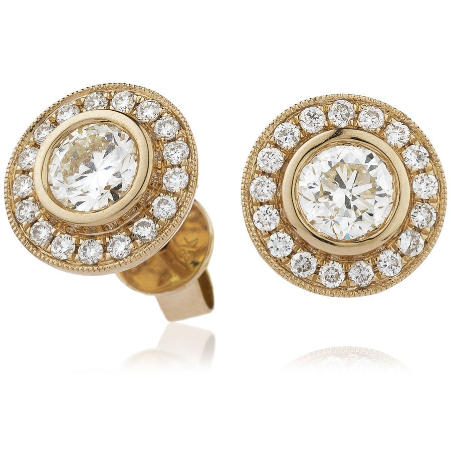 MODERN HALO DIAMOND EARRINGS 0.50CT F/VS QUALITY IN 18K ROSE GOLD - My Jewel World