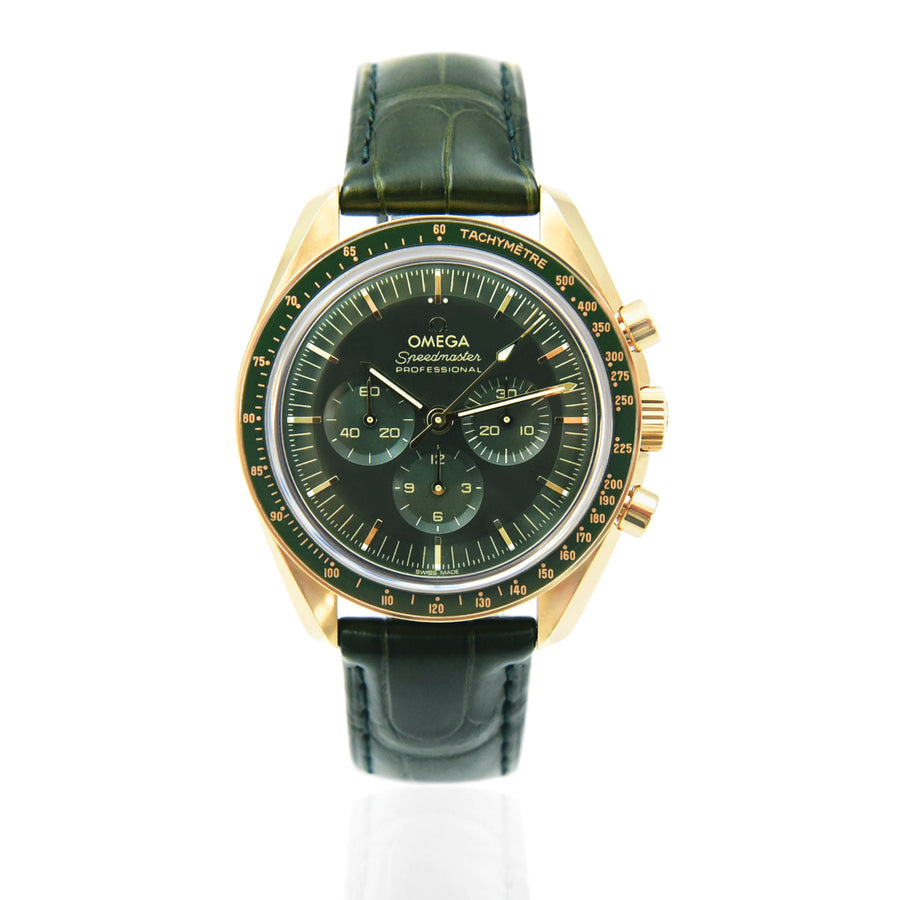 Omega Speedmaster Moonwatch Green Dial Leather Ref: 31063425010001 - My Jewel World