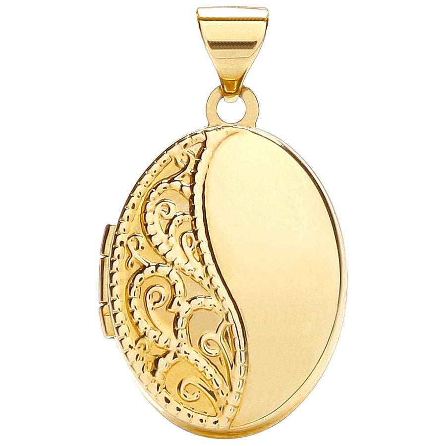 Oval Shaped Locket Pendant Necklace in 9ct Yellow Gold - My Jewel World