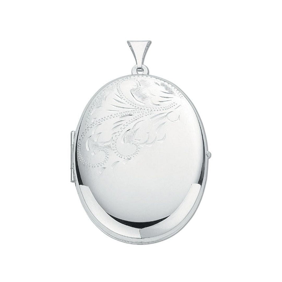 Oval Shaped Sterling 925 Silver Locket Pendant Necklace - My Jewel World